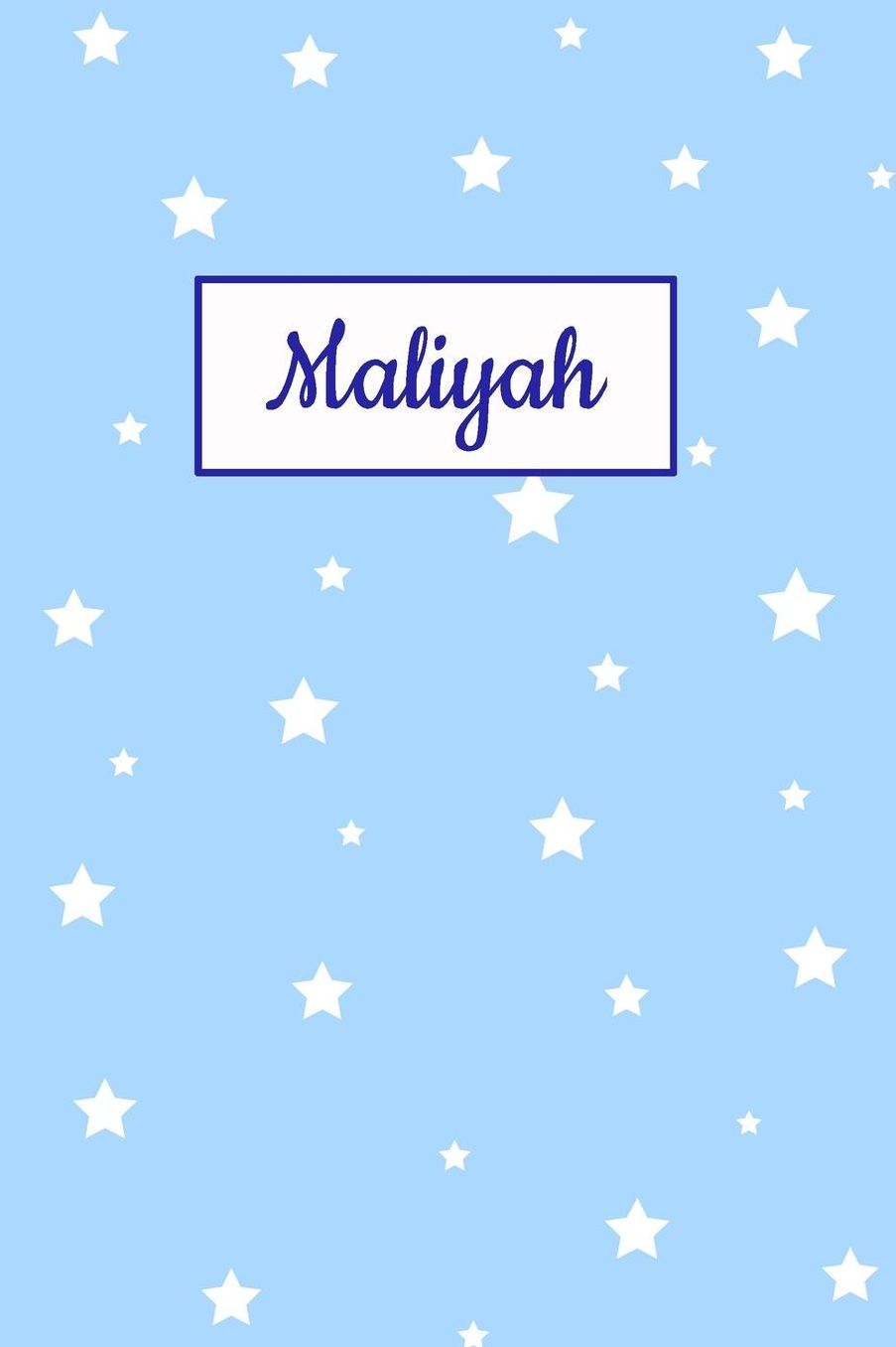 Maliyah: Personalized Name Journal. Wide Ruled (Lined) Writing Diary, Composition Book. Baby Blue Star Cover for Girls, Kids and Teens