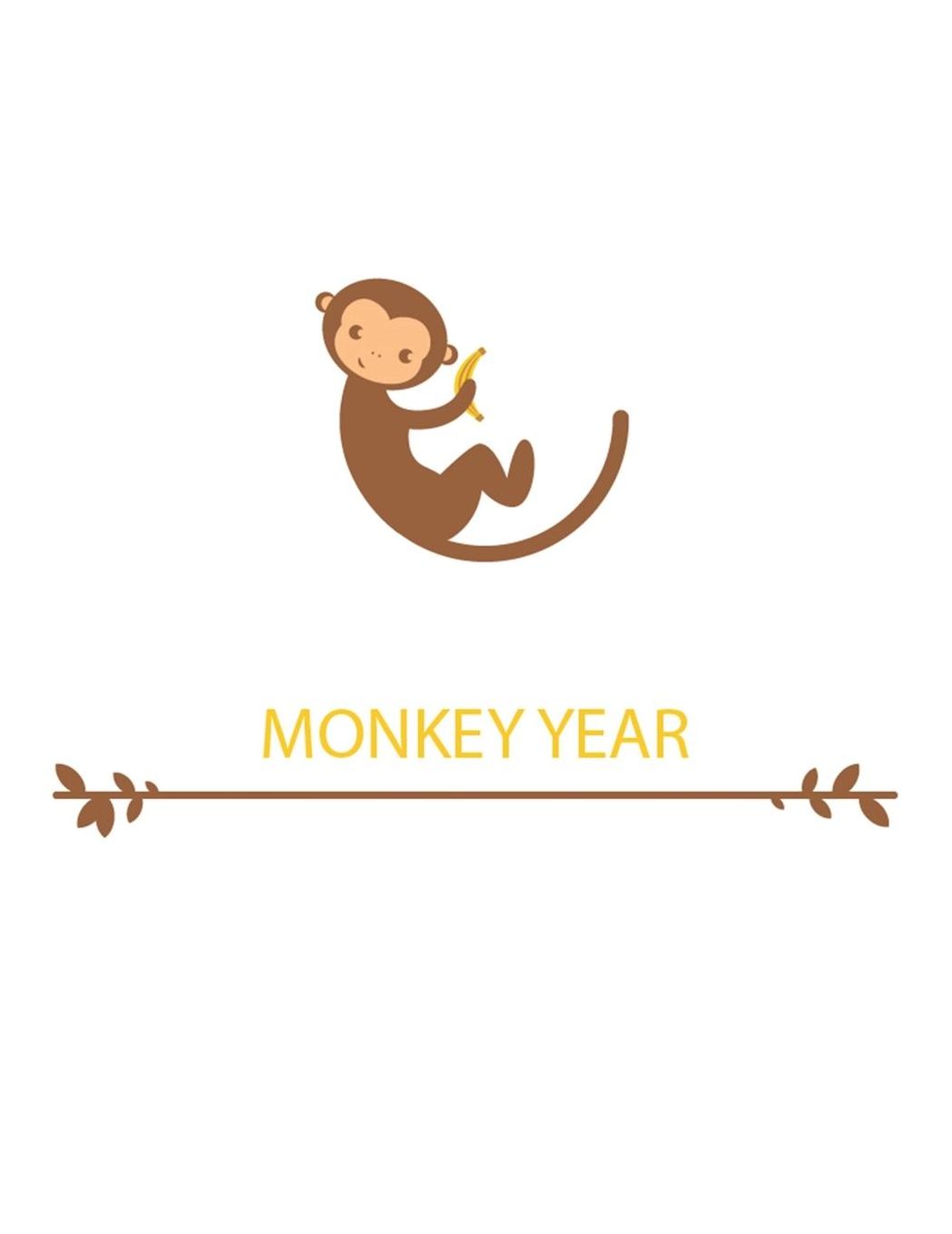 Monkey Year Blank Lined Notebook