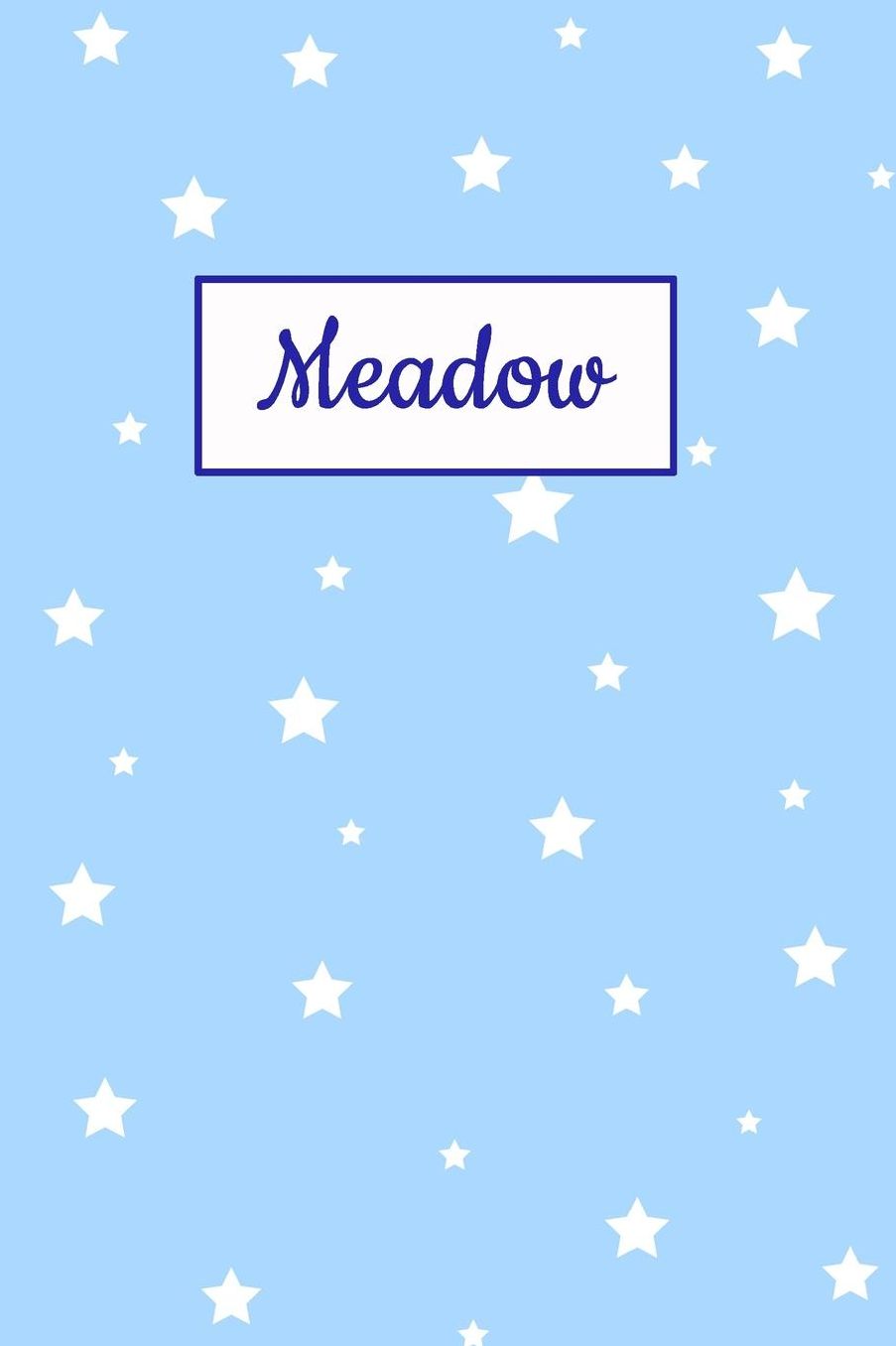 Meadow: Personalized Name Journal. Wide Ruled (Lined) Writing Diary, Composition Book. Baby Blue Star Cover for Girls, Kids and Teens