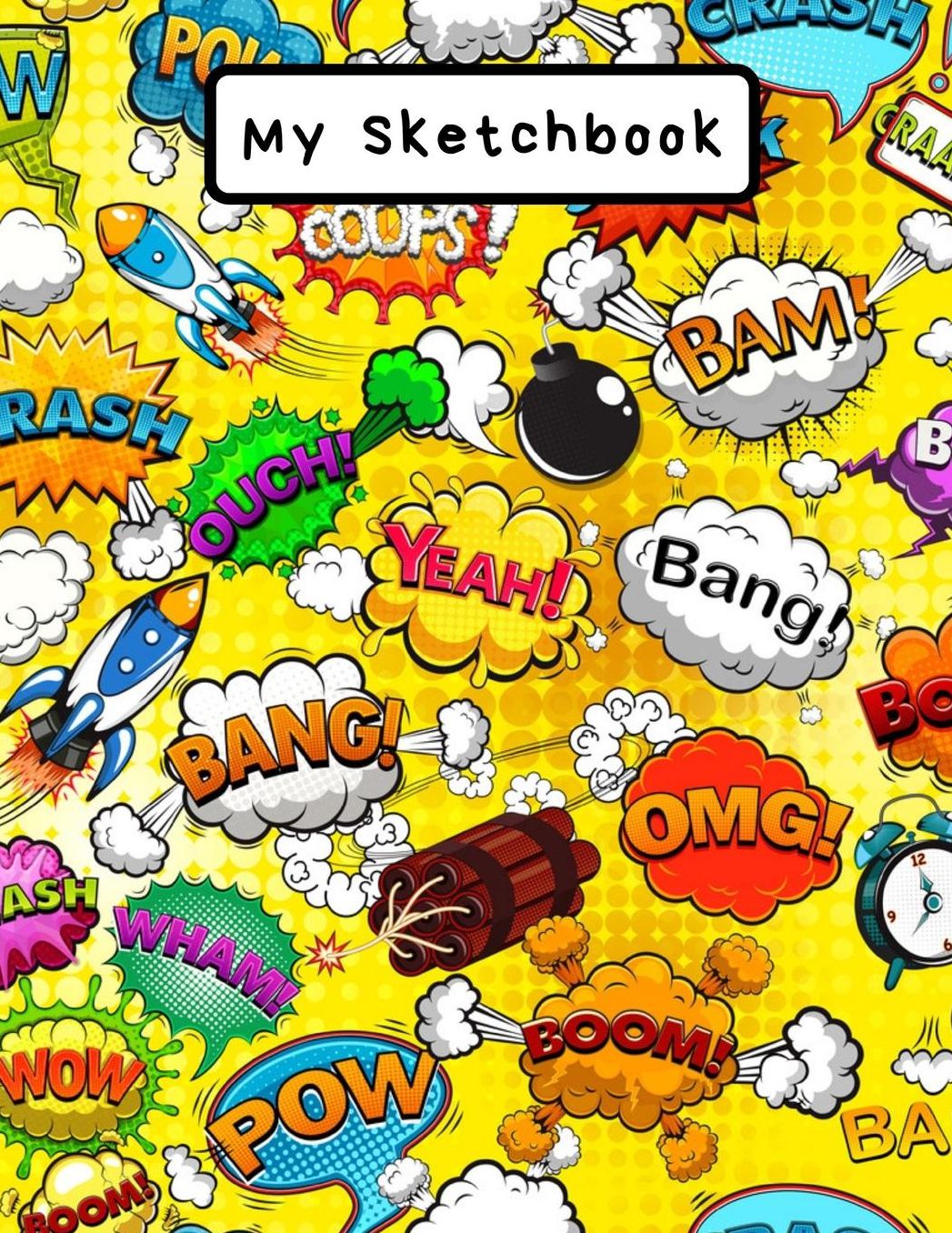 My Sketchbook: Comic speech bubble pattern, Large Sketchbook, 120 pages, 8.5 by 11