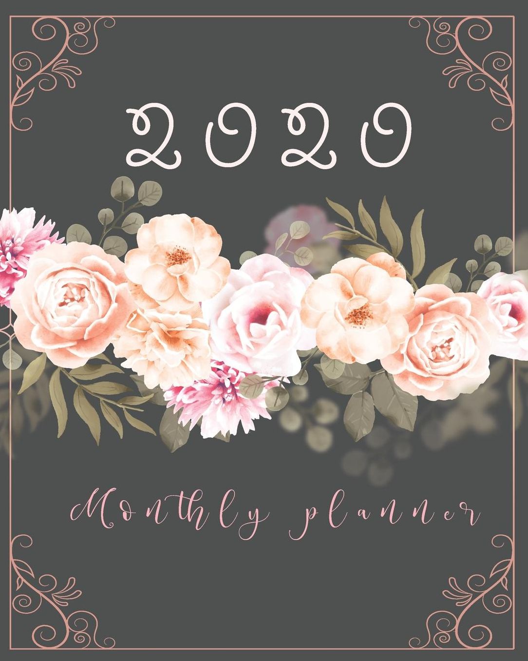 2020 Monthly planner: Floral Black, 12 Month, Weekly & Monthly Appointment Calendar, Agenda Schedule Organizer Journal with Holiday