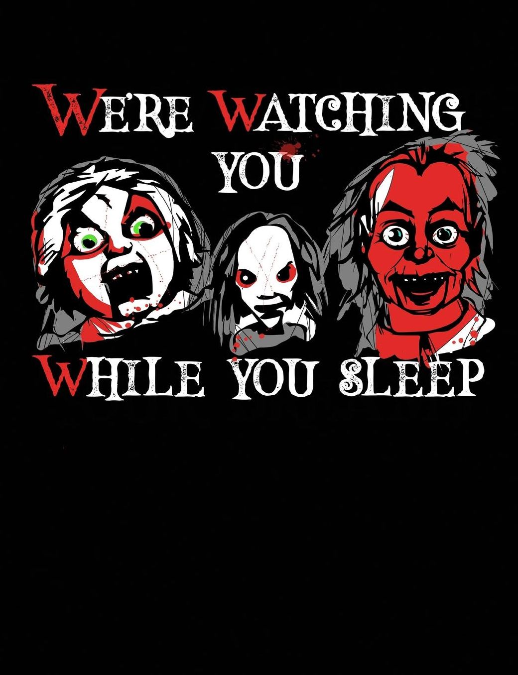 We're Watching You While You Sleep: Creepy Dolls Dot Grid Notebook for Horror Lovers