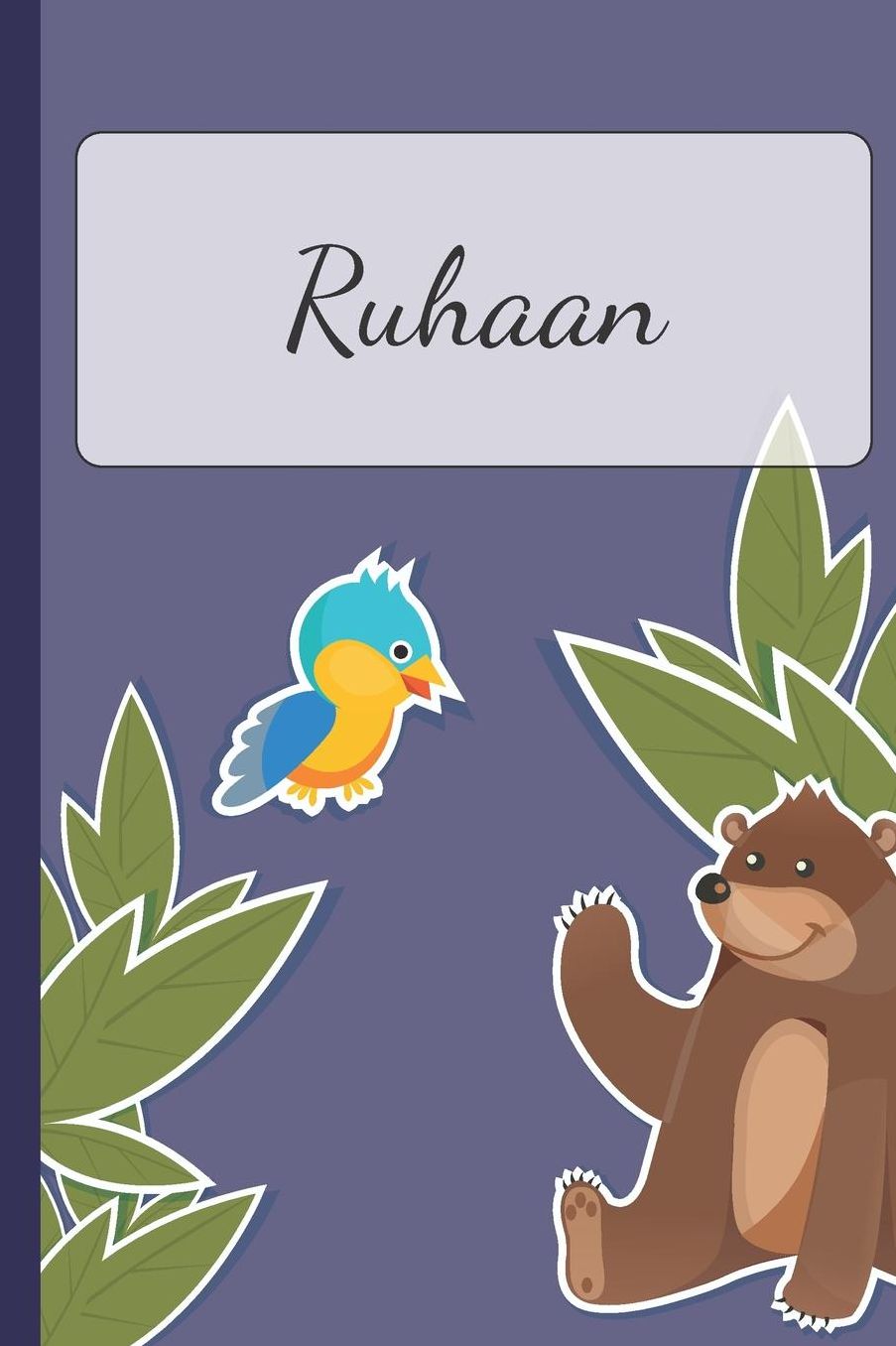 Ruhaan: Personalized Notebooks - Sketchbook for Kids with Name Tag - Drawing for Beginners with 110 Dot Grid Pages - 6x9 / A5 size Name Notebook - Perfect as a Personal Gift - Planner and Journal for kids