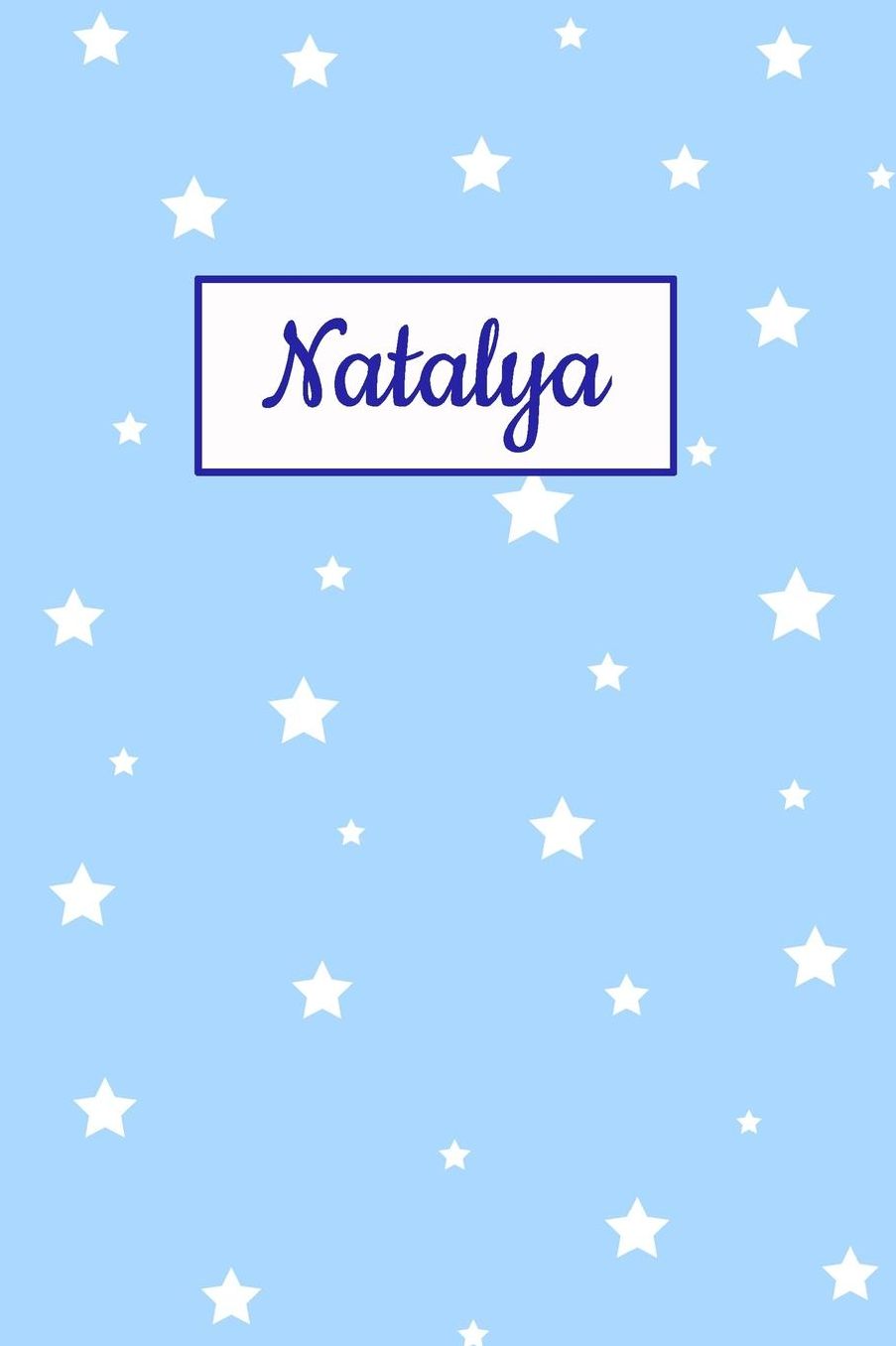 Natalya: Personalized Name Journal. Wide Ruled (Lined) Writing Diary, Composition Book. Baby Blue Star Cover for Girls, Kids and Teens