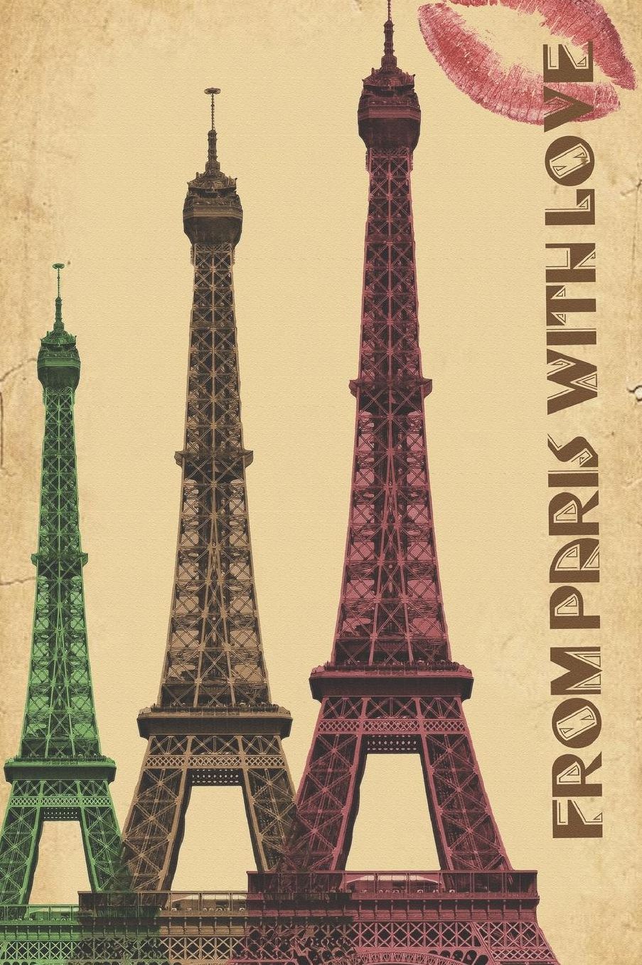 From Paris With Love: Beautiful France French Paris Travel Notebook - 120 Blank Lined Paper Eiffel Tower Eiffelturm Kiss Kisses In Love Louvre Vacation Diary Journal -