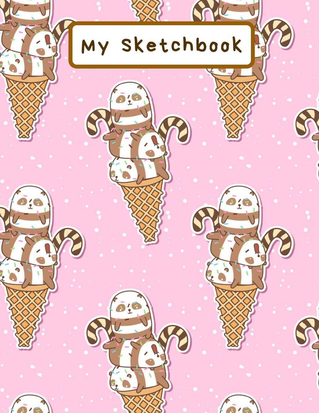 My Sketchbook: Cute panda and cat pattern, Large Sketchbook, 120 pages, 8.5 by 11