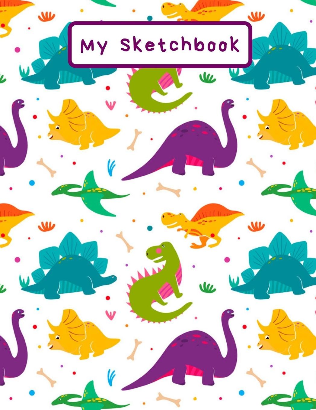 My Sketchbook: Dinosaur pattern, Large Sketchbook, 120 pages, 8.5 by 11