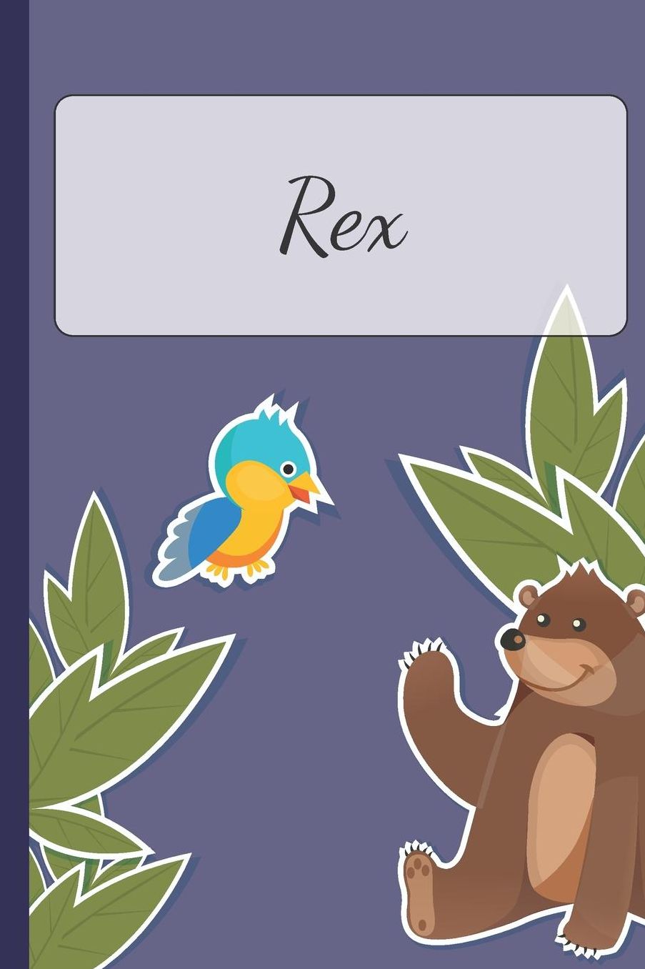 Rex: Personalized Notebooks - Sketchbook for Kids with Name Tag - Drawing for Beginners with 110 Dot Grid Pages - 6x9 / A5 size Name Notebook - Perfect as a Personal Gift - Planner and Journal for kids