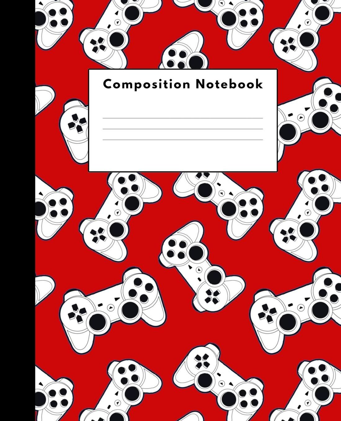 Composition Notebook: Game Controller Red Pattern Wide Ruled Lined Journal