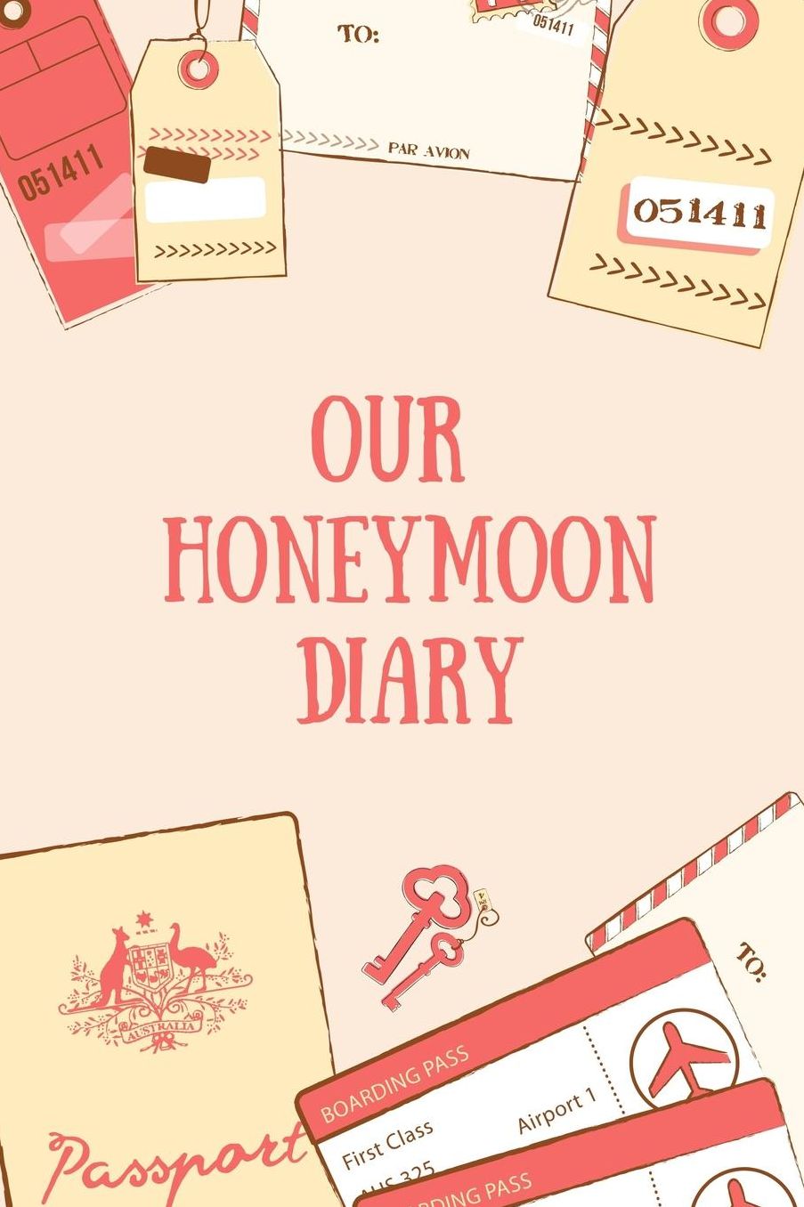 Our Honeymoon Diary: A5 notebook squared unique wedding gift for bride or groom honeymoon journal engagement present planner bridal shower giftidea