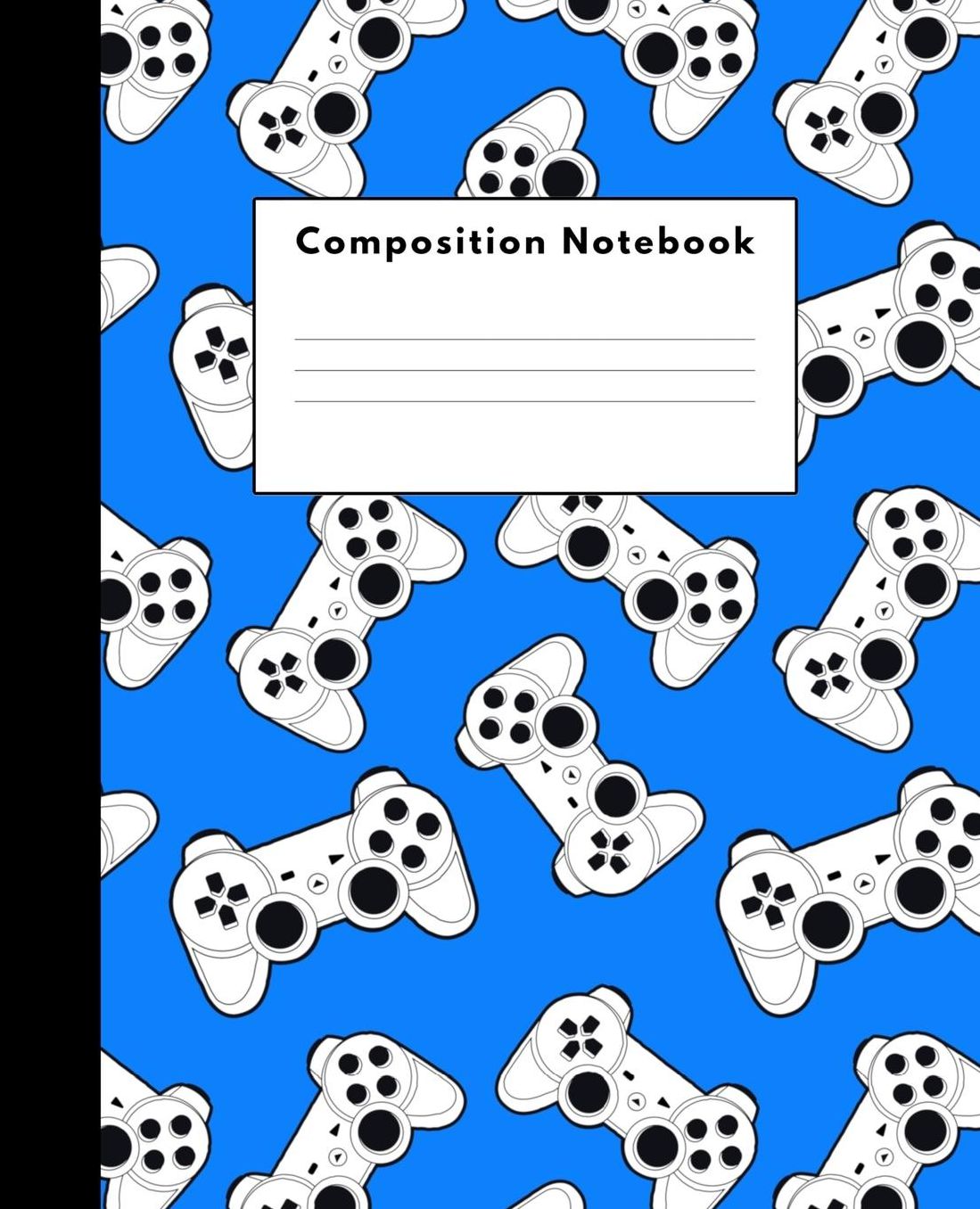 Composition Notebook: Game Controller Blue Pattern Wide Ruled Lined Journal