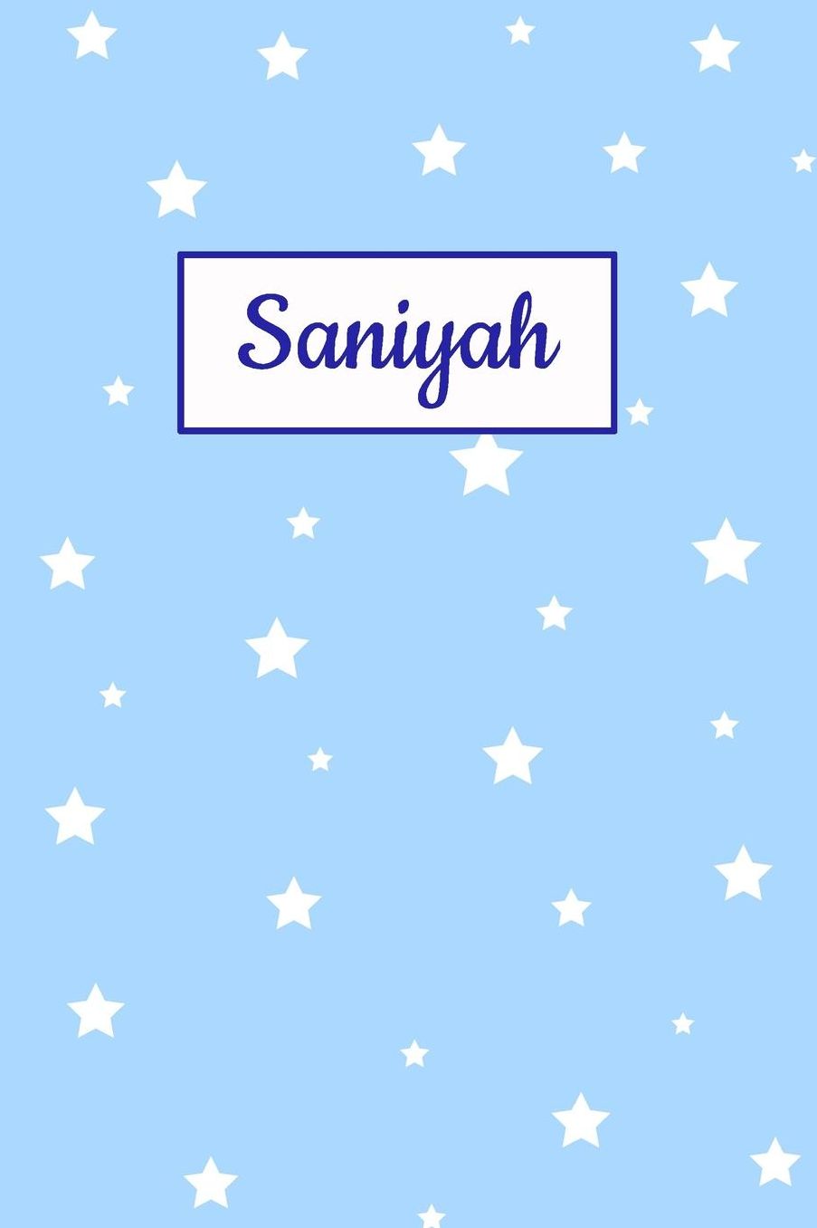 Saniyah: Personalized Name Journal. Wide Ruled (Lined) Writing Diary, Composition Book. Baby Blue Star Cover for Girls, Kids and Teens
