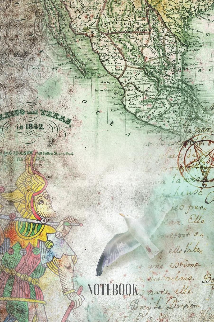Notebook: Old Map And The Knight Travel Vintage Journal, Lined Blank Book Diary, 110 Pages For Writing Notes