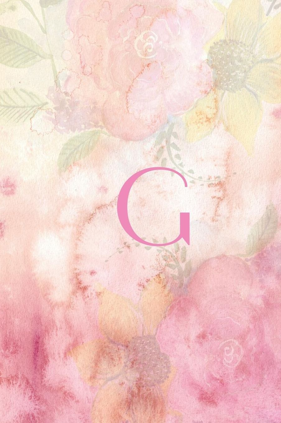 G: Monogram Initial Notebook for Women and Girls With Pink Flowers, Blank, 6 x 9, 110 pages