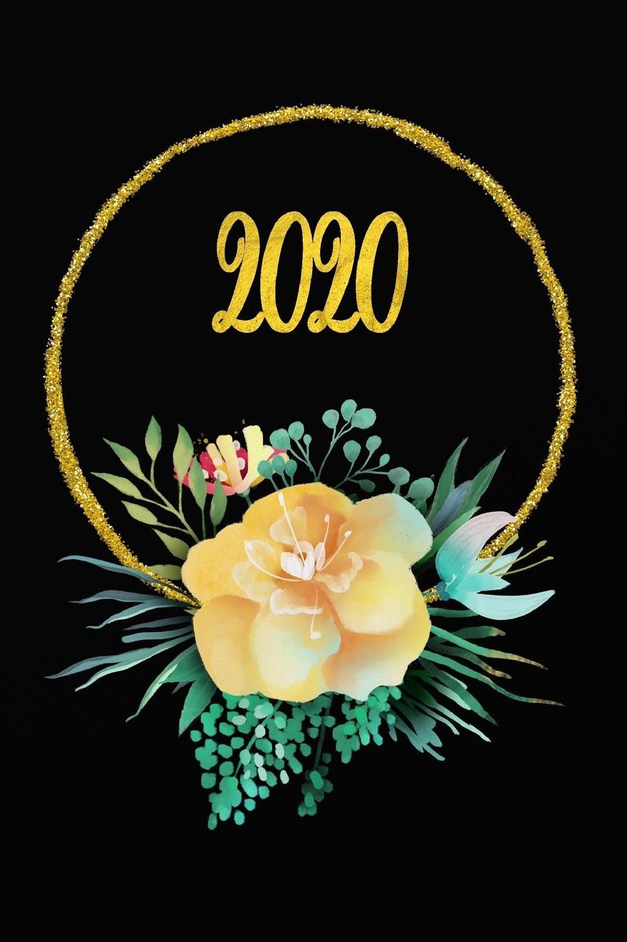 2020: Agenda - Planificateur Hebdomadaire et Mensuel - Agenda semainier 2020 - Calendrier des semaines 2020 - 20 pages Adresses - 12 pages relevï¿½ de temps - Noir - Fleurs