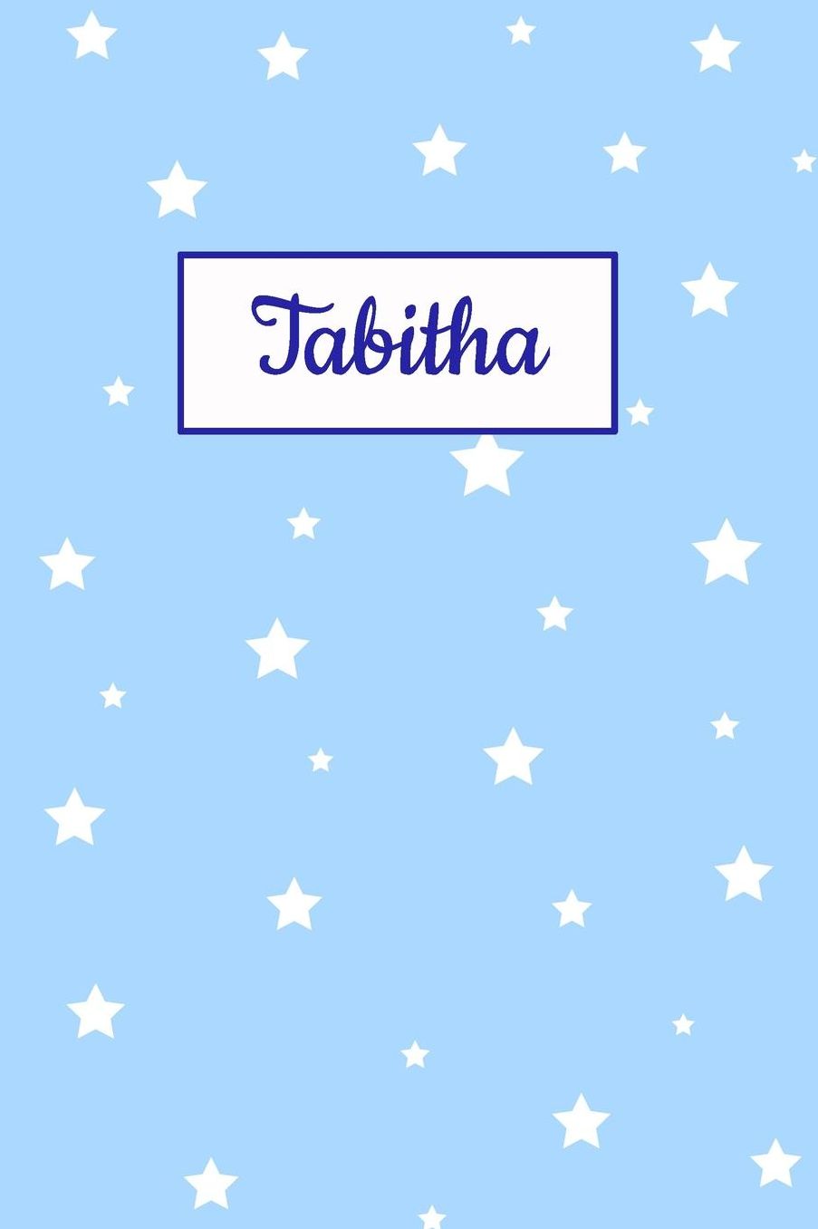 Tabitha: Personalized Name Journal. Wide Ruled (Lined) Writing Diary, Composition Book. Baby Blue Star Cover for Girls, Kids and Teens