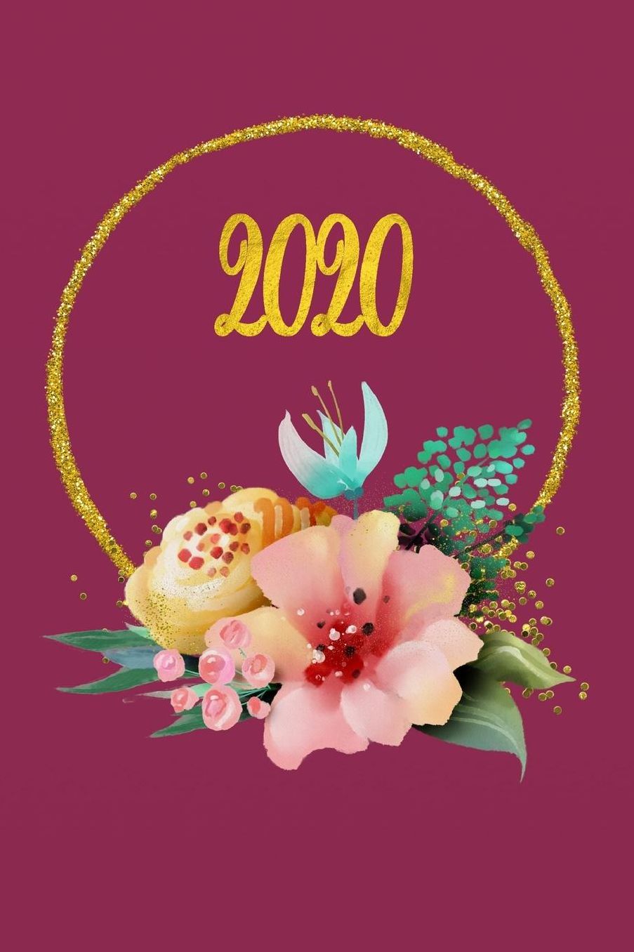 2020: Agenda - Planificateur Hebdomadaire et Mensuel - Agenda semainier 2020 - Calendrier des semaines 2020 - 20 pages Adresses - 12 pages relevï¿½ de temps - Rouge vin - Fleurs