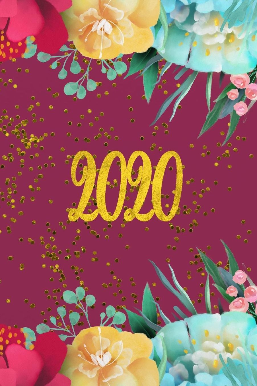 2020: Agenda - Planificateur Hebdomadaire et Mensuel - Agenda semainier 2020 - Calendrier des semaines 2020 - 20 pages Adresses - 12 pages relevï¿½ de temps - Rouge vin - Fleurs
