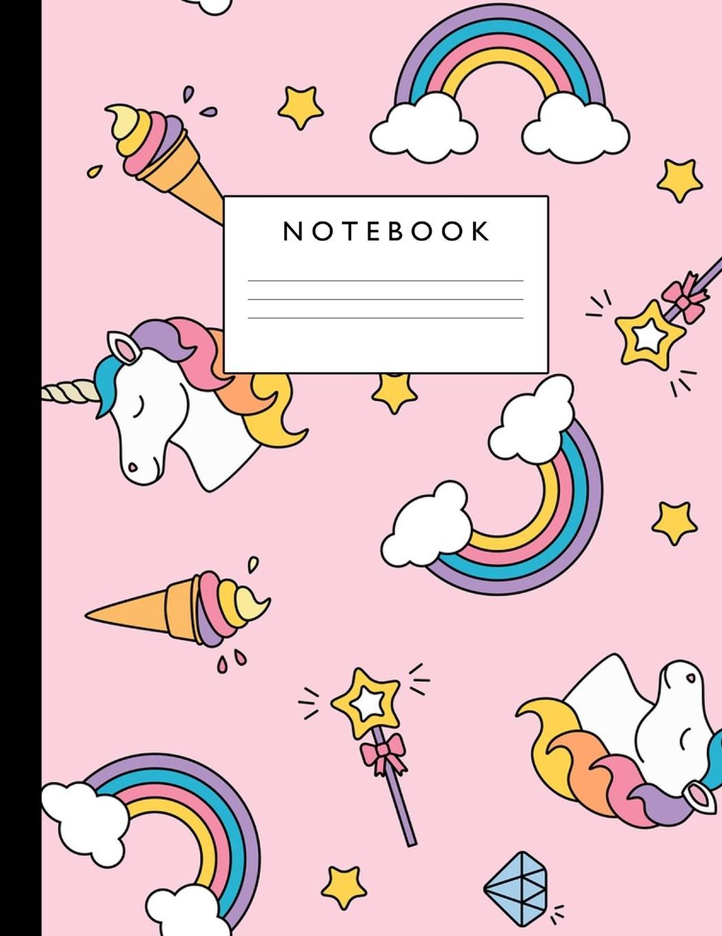 Notebook: Cute Lined Journal Ruled Composition Note Book to Draw and Write In - School Supplies for Elementary, Highschool and College (8.5 x 11 Size 100 Writing Pages) Cover Design 241