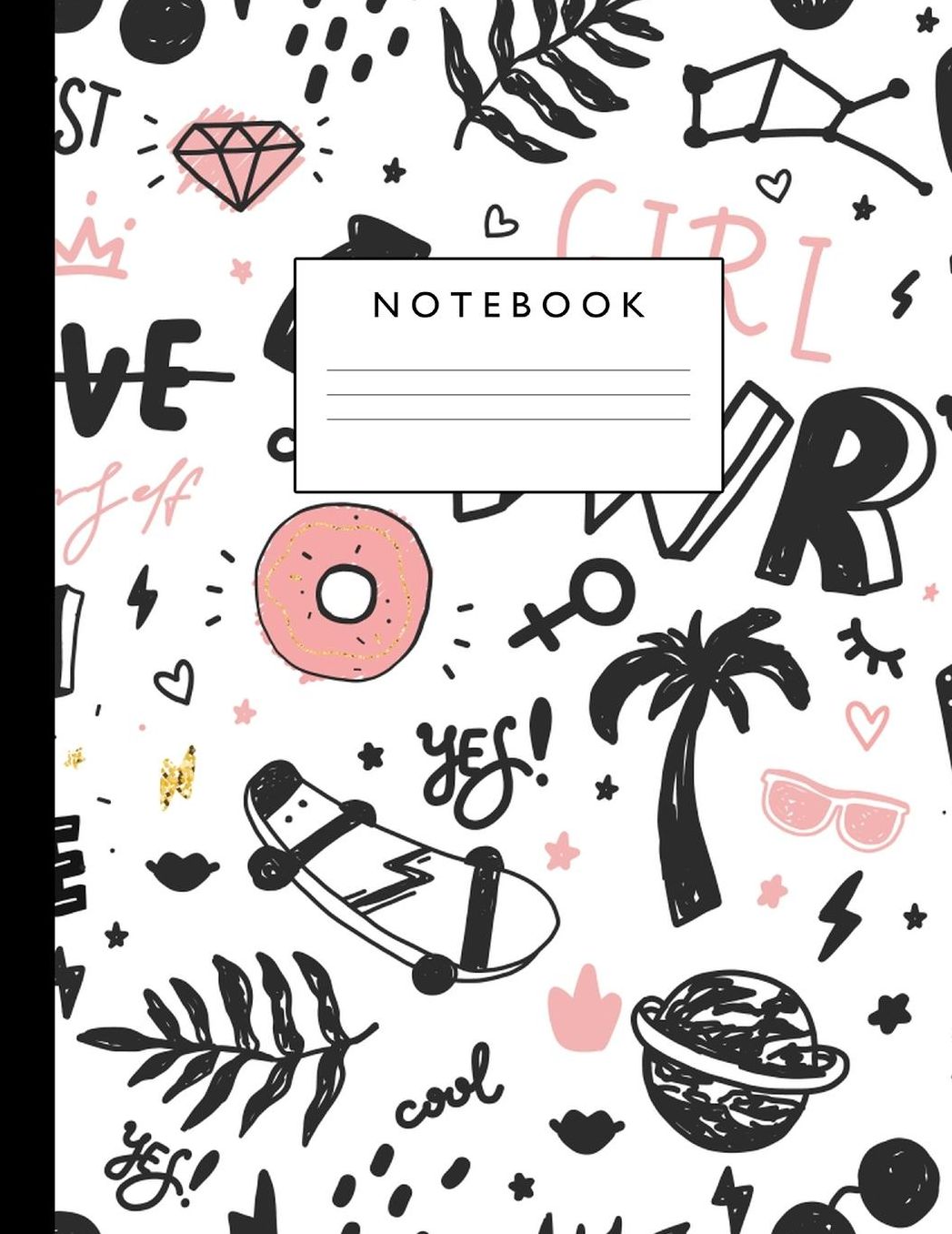 Notebook: Cute Lined Journal Ruled Composition Note Book to Draw and Write In - School Supplies for Elementary, Highschool and College (8.5 x 11 Size 100 Writing Pages) Cover Design 246