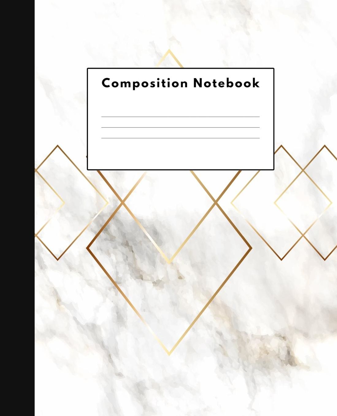 Composition Notebook: Gold Diamonds & Marble Wide Ruled Lined Journal