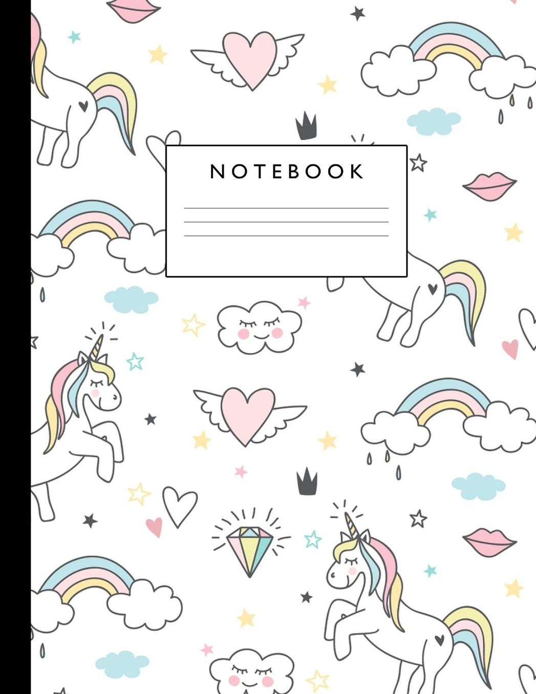Notebook: Cute Lined Journal Ruled Composition Note Book to Draw and Write In - School Supplies for Elementary, Highschool and College (8.5 x 11 Size 100 Writing Pages) Cover Design 250