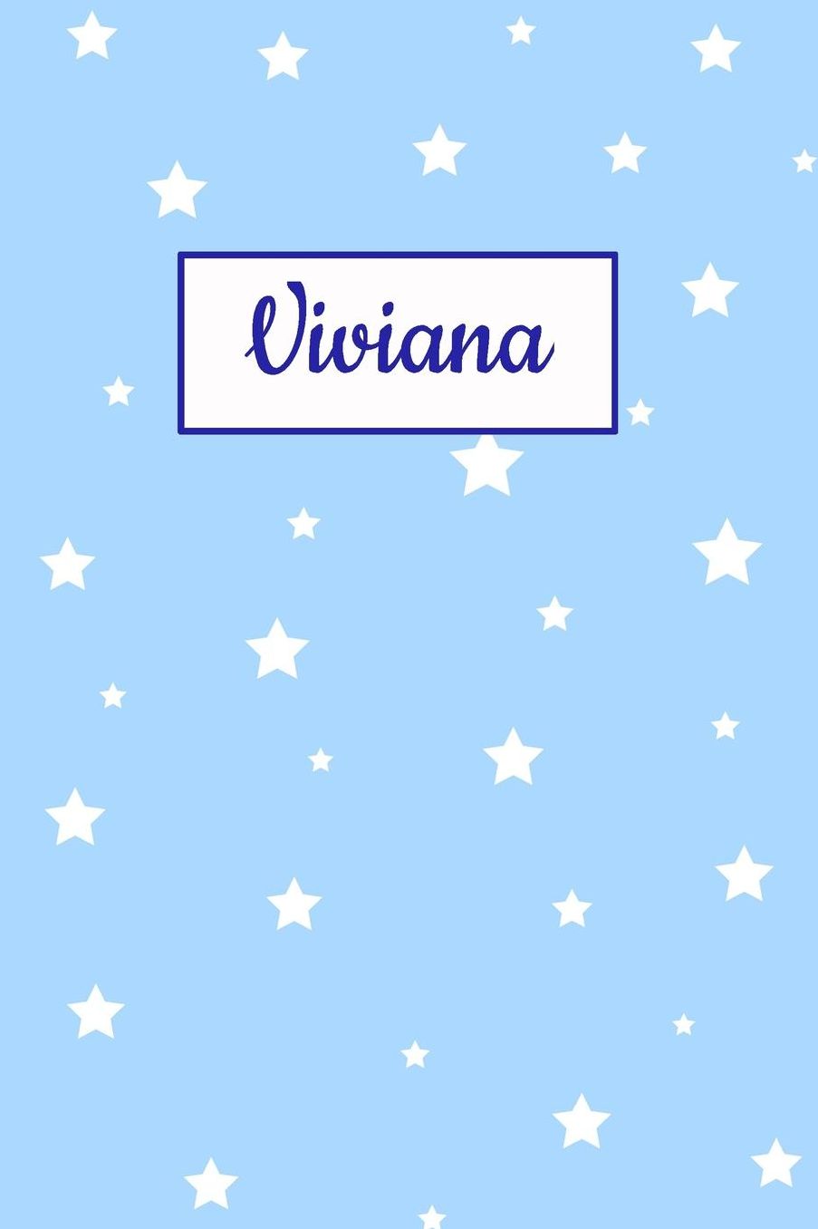 Viviana: Personalized Name Journal. Wide Ruled (Lined) Writing Diary, Composition Book. Baby Blue Star Cover for Girls, Kids and Teens