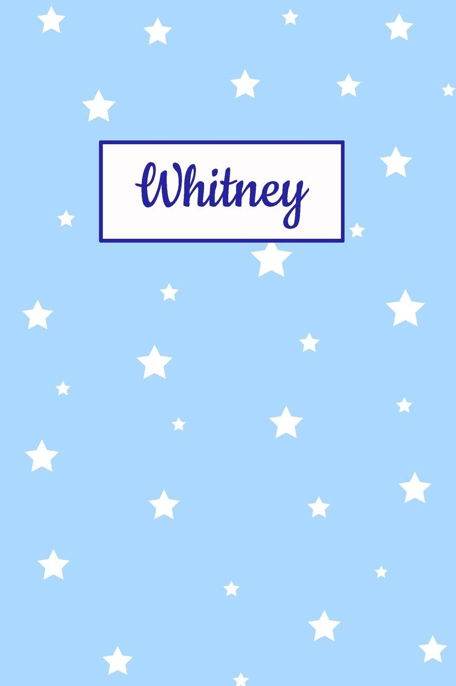 Whitney: Personalized Name Journal. Wide Ruled (Lined) Writing Diary, Composition Book. Baby Blue Star Cover for Girls, Kids and Teens