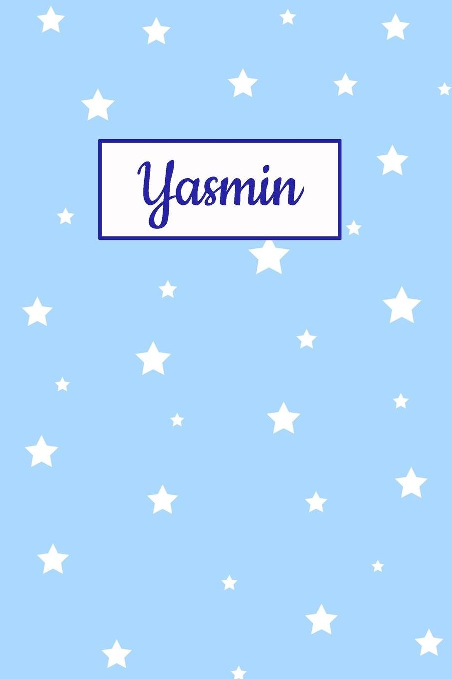 Yasmin: Personalized Name Journal. Wide Ruled (Lined) Writing Diary, Composition Book. Baby Blue Star Cover for Girls, Kids and Teens