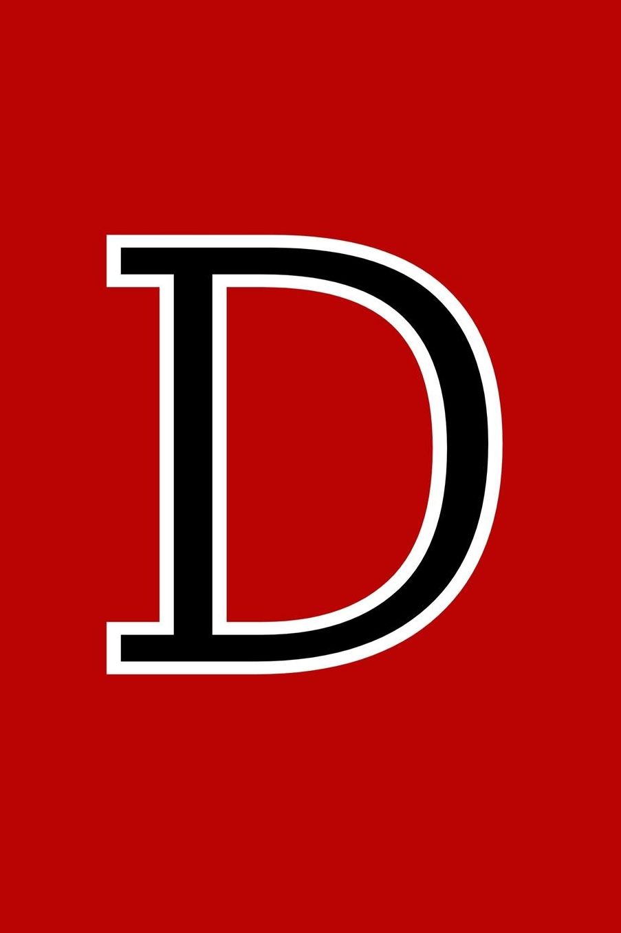 D: Monogram Journal A Initial, Writing Composition Notebook or Diary. Solid Red with Black Alphabet Letter - 6 x 9 110 College Ruled Blank Lined Pages With Space For Date.
