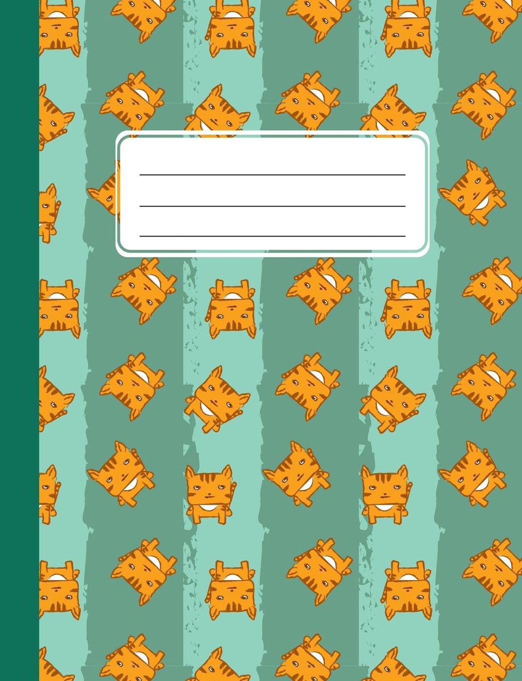 Cute Cat Pattern: 7.44 x 9.69 wide ruled lined blank 110 pages. journal, notebook or diary.