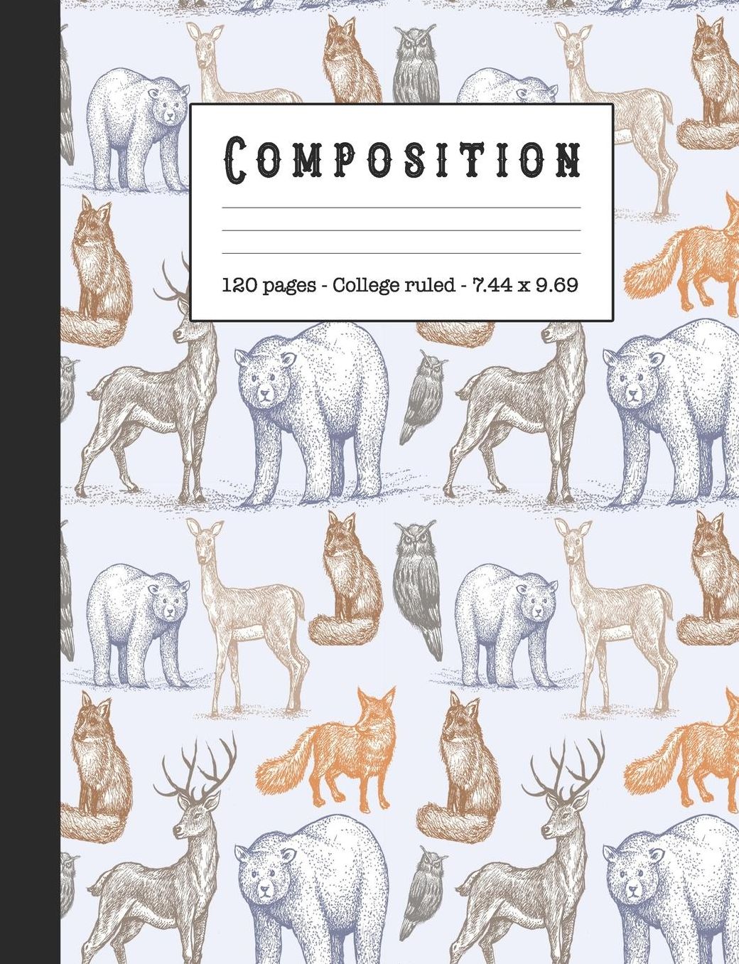 Composition: Wide ruled education composition notebook for school and college students and teachers - Natural colours wildlife animals cover art design