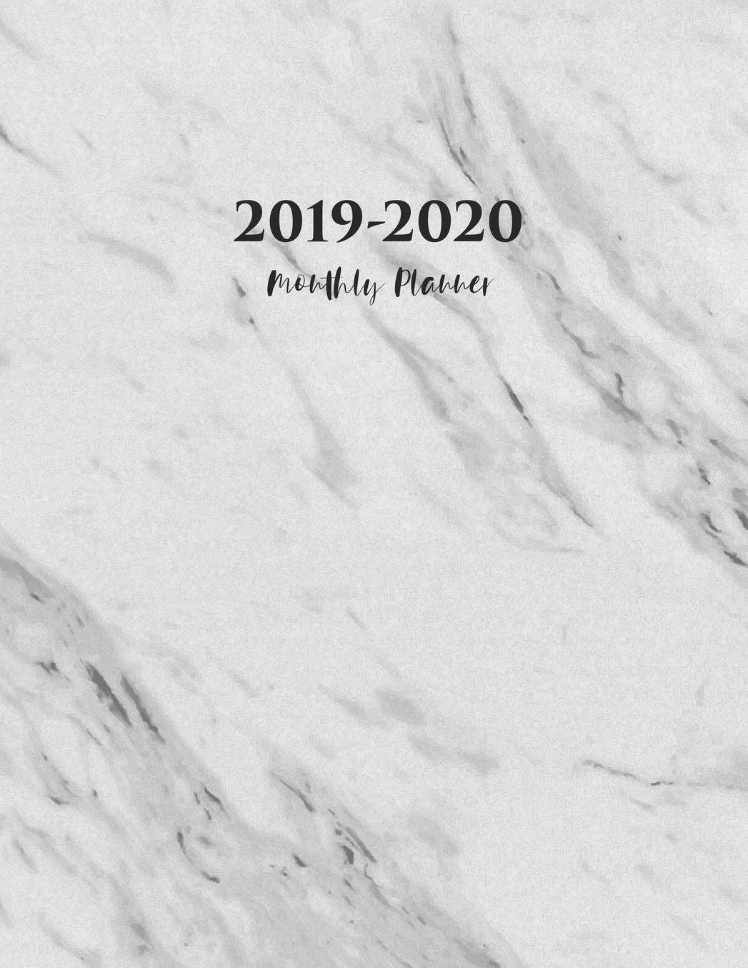 2019-2020 Monthly Planner: White Marble Academic Planner for Students Track Goals Class Schedules and Assignments