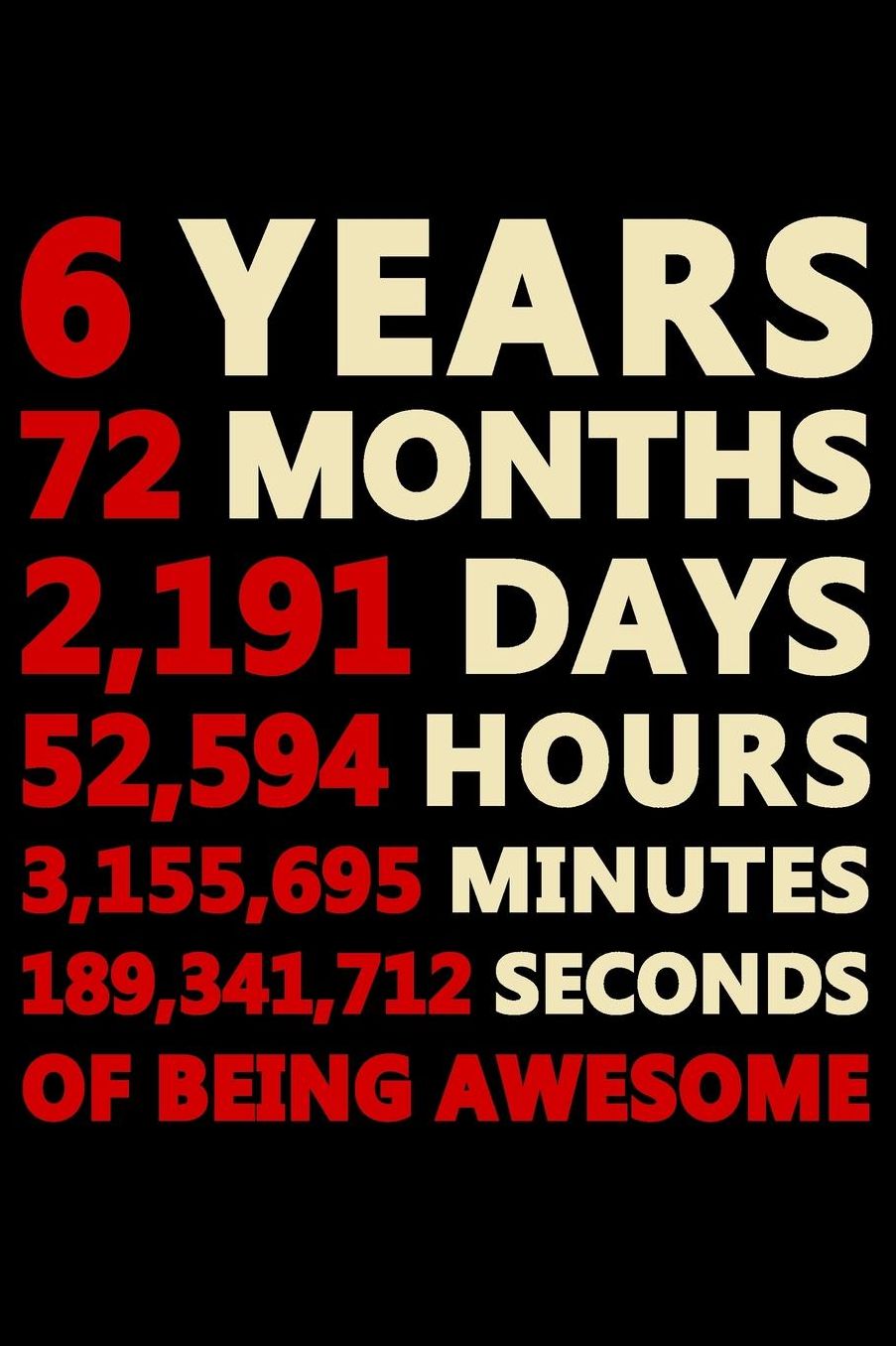 6 Years Of Being Awesome: Blank Lined Journal, Cool Happy Birthday Sketchbook, Notebook, Diary Perfect Gift For 6 Year Old Boys And Girls