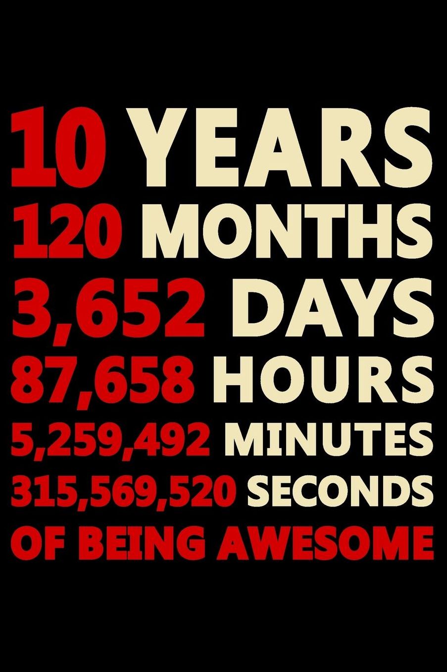 10 Years Of Being Awesome: Blank Lined Journal, Cool Happy Birthday Sketchbook, Notebook, Diary Perfect Gift For 10 Year Old Boys And Girls