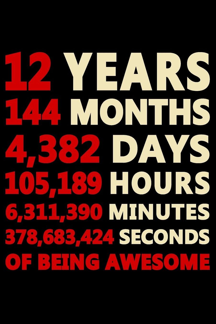 12 Years Of Being Awesome: Blank Lined Journal, Cool Happy Birthday Sketchbook, Notebook, Diary Perfect Gift For 12 Year Old Boys And Girls
