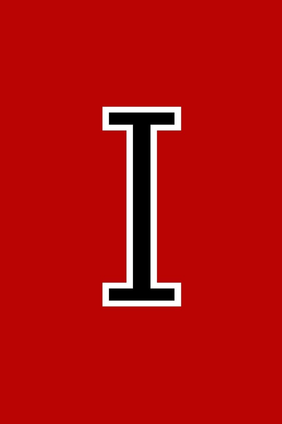 I: Monogram Journal A Initial, Writing Composition Notebook or Diary. Solid Red with Black Alphabet Letter - 6 x 9 110 College Ruled Blank Lined Pages With Space For Date.