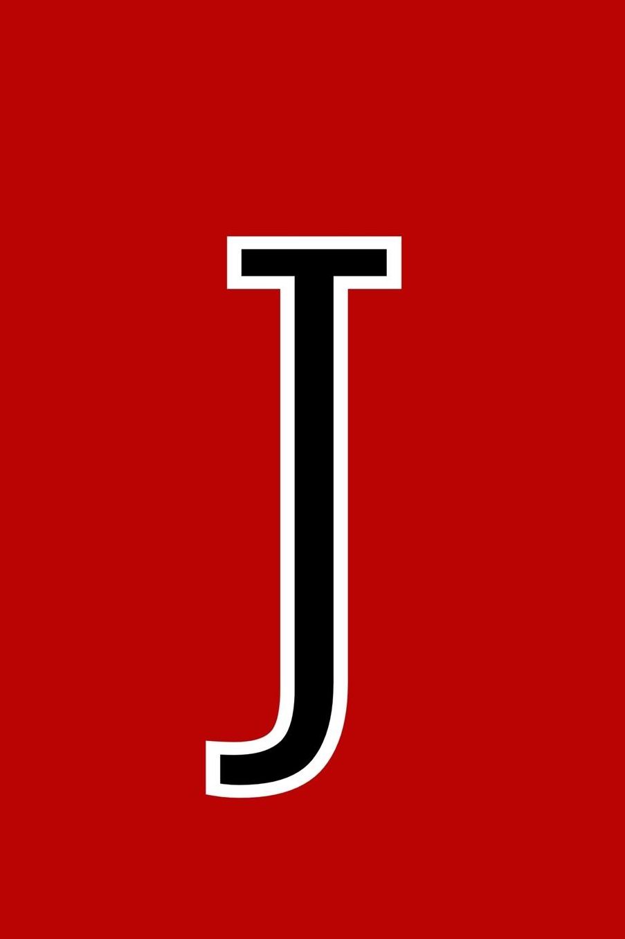 J: Monogram Journal A Initial, Writing Composition Notebook or Diary. Solid Red with Black Alphabet Letter - 6 x 9 110 College Ruled Blank Lined Pages With Space For Date.
