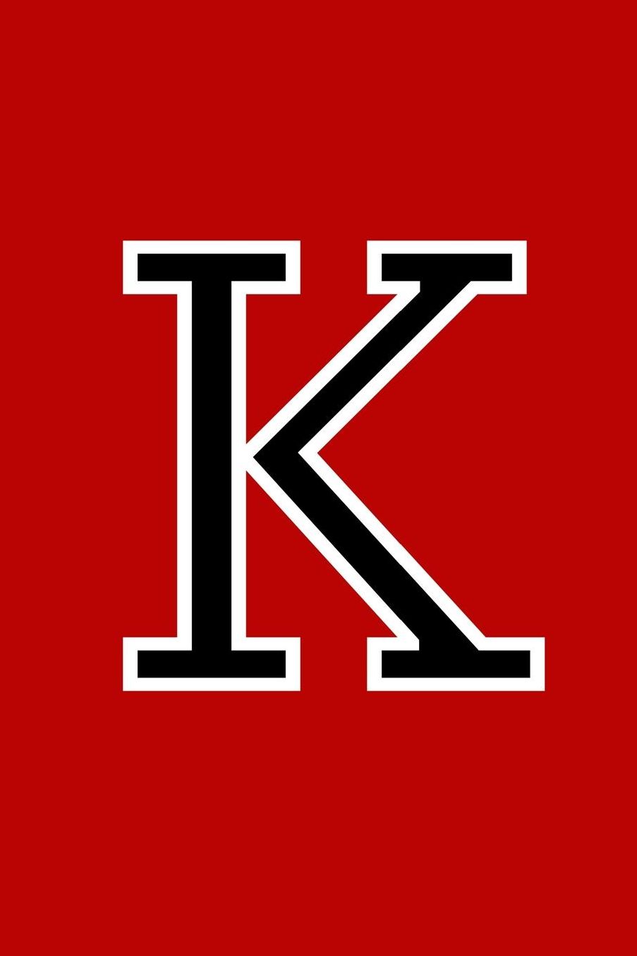 K: Monogram Journal A Initial, Writing Composition Notebook or Diary. Solid Red with Black Alphabet Letter - 6 x 9 110 College Ruled Blank Lined Pages With Space For Date.