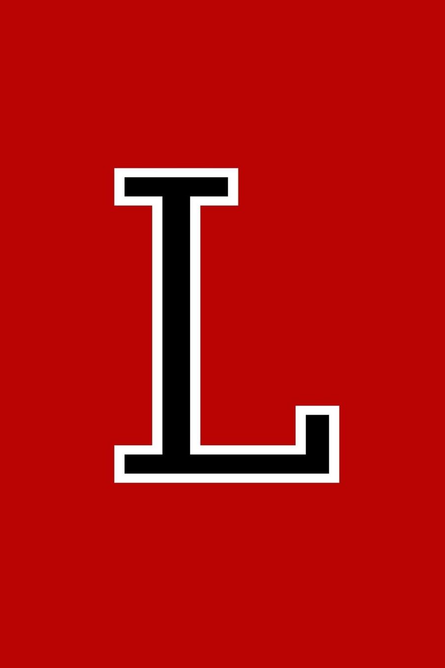 L: Monogram Journal A Initial, Writing Composition Notebook or Diary. Solid Red with Black Alphabet Letter - 6 x 9 110 College Ruled Blank Lined Pages With Space For Date.