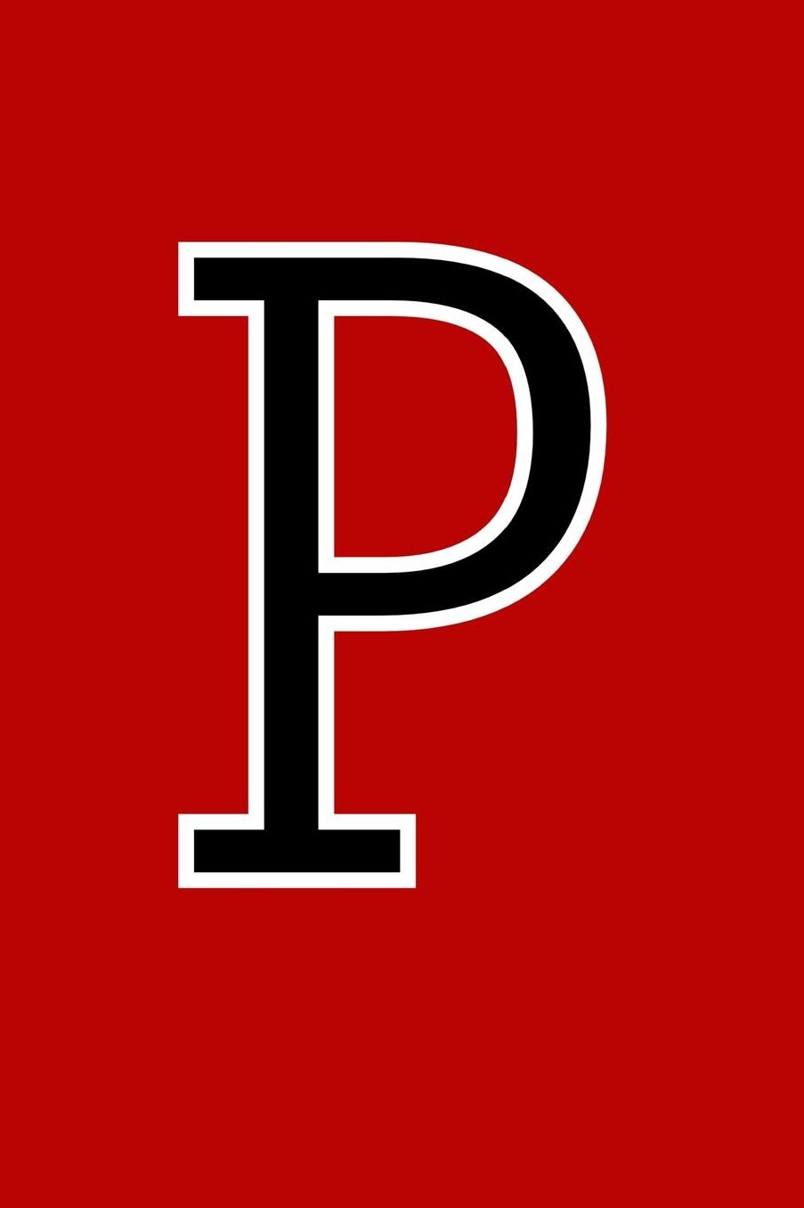 P: Monogram Journal A Initial, Writing Composition Notebook or Diary. Solid Red with Black Alphabet Letter - 6 x 9 110 College Ruled Blank Lined Pages With Space For Date.