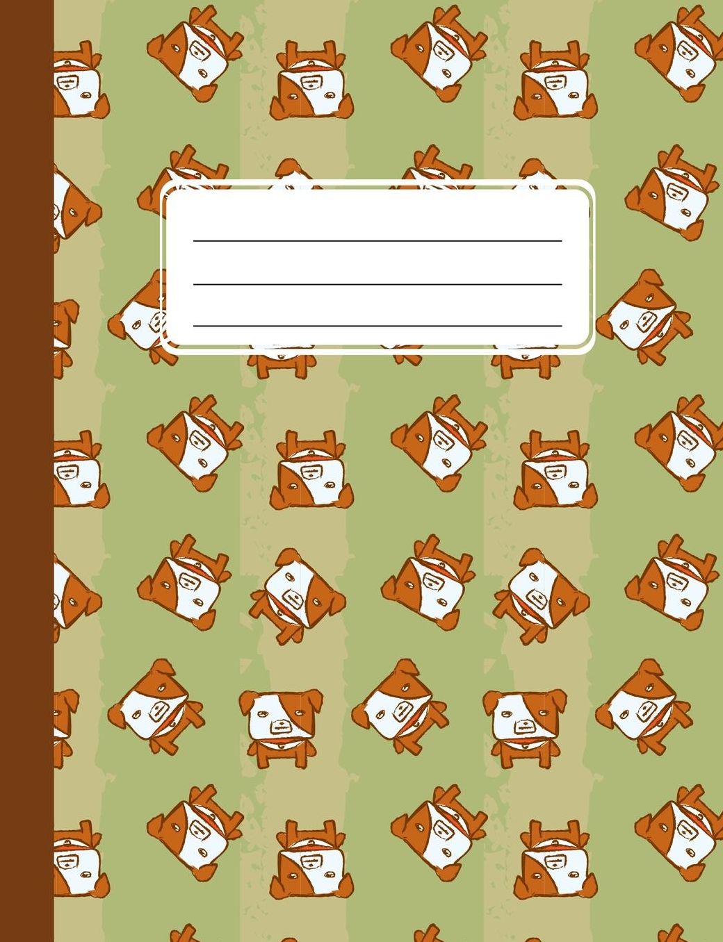 Cute Dog Pattern: 7.44 x 9.69 wide ruled lined blank 110 pages. journal, notebook or diary.