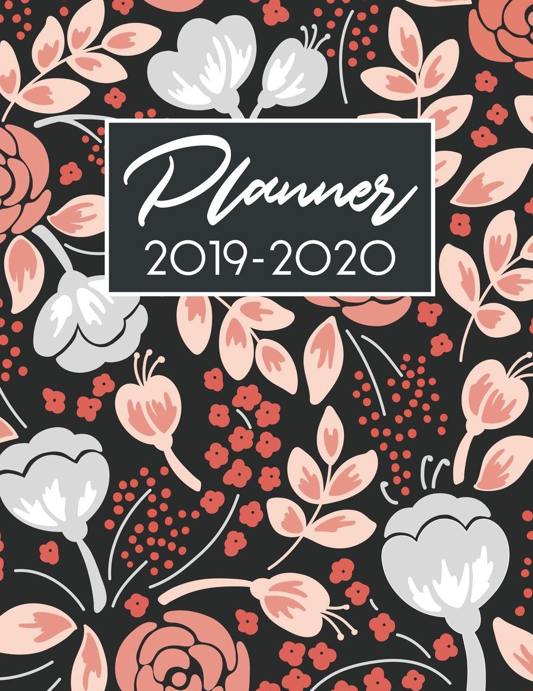 Planner 2019-2020: Peach Floral Academic Planner for Students Track Goals Class Schedules and Assignments