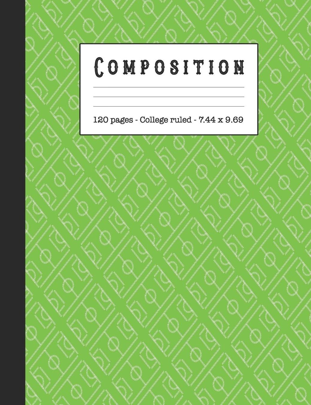 Composition: Wide ruled education composition notebook for school and college students and teachers or home school - Green soccer field print cover art design