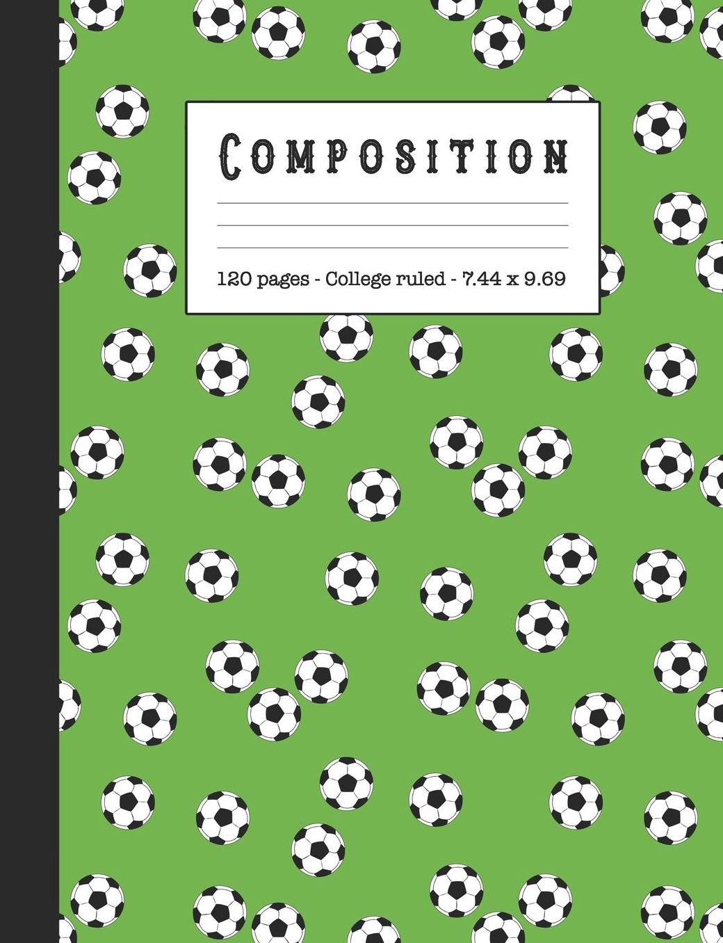 Composition: Wide ruled education composition notebook for school and college students and teachers - Green, black and white football cover art design