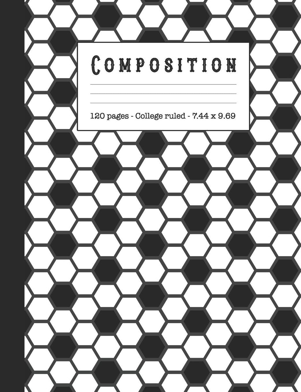 Composition: Wide ruled education composition notebook for school and college students and teachers - Black and white soccer ball print cover art design