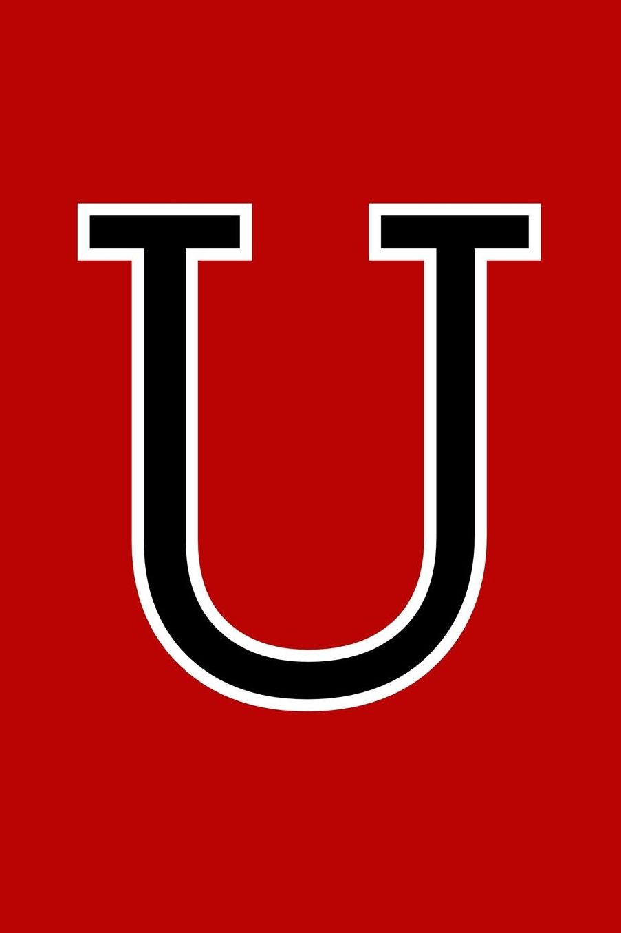U: Monogram Journal A Initial, Writing Composition Notebook or Diary. Solid Red with Black Alphabet Letter - 6 x 9 110 College Ruled Blank Lined Pages With Space For Date.