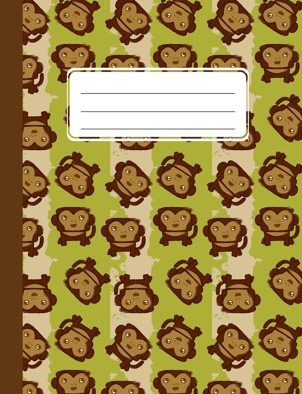 Cute Monkey Pattern: 7.44 x 9.69 wide ruled lined blank 110 pages. journal, notebook or diary.