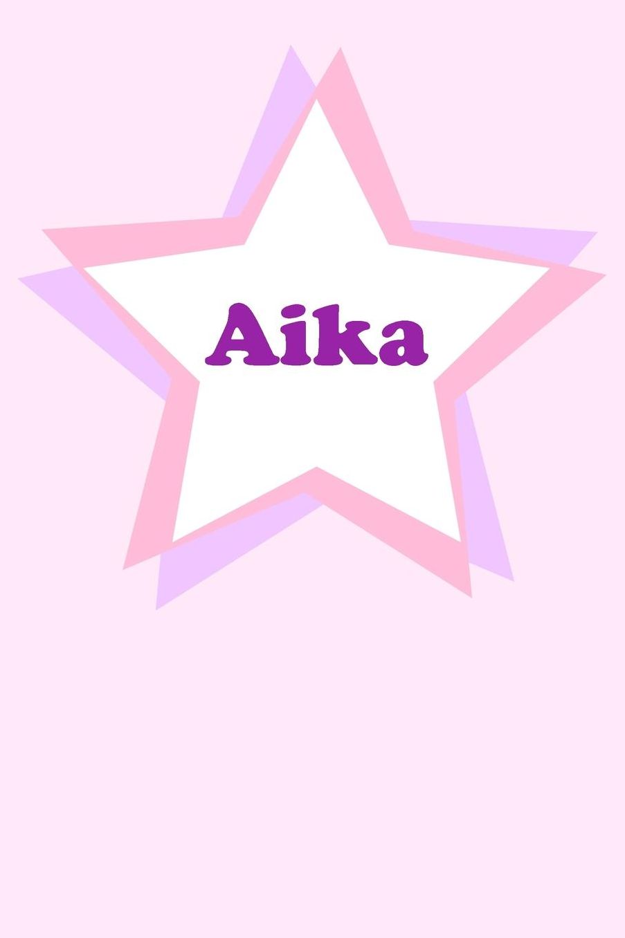 Aika: Personalized Name Journal. Wide Ruled (Lined) Writing Diary, Composition Book. Cute Pink Star Cover for Girls, Kids and Teens