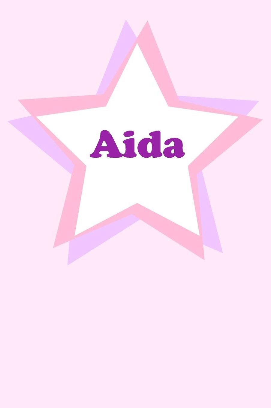 Aida: Personalized Name Journal. Wide Ruled (Lined) Writing Diary, Composition Book. Cute Pink Star Cover for Girls, Kids and Teens